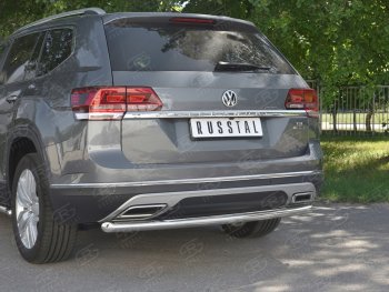 13 399 р. Защита заднего бампера (Ø63 мм, нержавейка) SLITKOFF Volkswagen Teramont CA1 дорестайлинг (2016-2020)  с доставкой в г. Нижний Новгород. Увеличить фотографию 4