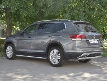 10 649 р. Защита заднего бампера (Ø75х42 мм, нержавейка) Russtal  Volkswagen Teramont  CA1 (2016-2020) дорестайлинг  с доставкой в г. Нижний Новгород. Увеличить фотографию 2