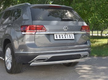 10 649 р. Защита заднего бампера (Ø75х42 мм, нержавейка) Russtal  Volkswagen Teramont  CA1 (2016-2020) дорестайлинг  с доставкой в г. Нижний Новгород. Увеличить фотографию 4