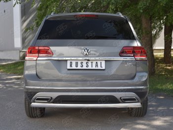 10 649 р. Защита заднего бампера (Ø75х42 мм, нержавейка) Russtal  Volkswagen Teramont  CA1 (2016-2020) дорестайлинг  с доставкой в г. Нижний Новгород. Увеличить фотографию 1