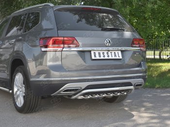 21 649 р. Защита заднего бампера (Ø42 мм, волна+зубы, нержавейка) SLITKOFF Volkswagen Teramont CA1 дорестайлинг (2016-2020)  с доставкой в г. Нижний Новгород. Увеличить фотографию 4