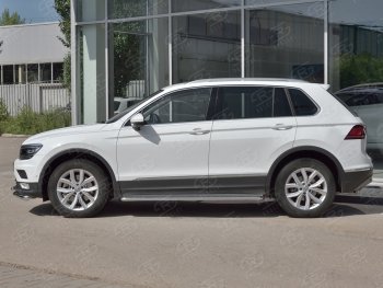 Порожки для ног (труба Ø42) Russtal Volkswagen Tiguan Mk2 дорестайлинг (2016-2020)  (лист - нержавейка, профиль - нержавейка)