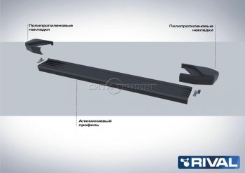 9 499 р. Порожки для ног Rival Volkswagen Tiguan Mk2 дорестайлинг (2016-2020) (Чёрные)  с доставкой в г. Нижний Новгород. Увеличить фотографию 2