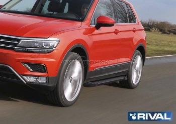 9 499 р. Порожки для ног Rival Volkswagen Tiguan Mk2 дорестайлинг (2016-2020) (Чёрные)  с доставкой в г. Нижний Новгород. Увеличить фотографию 4