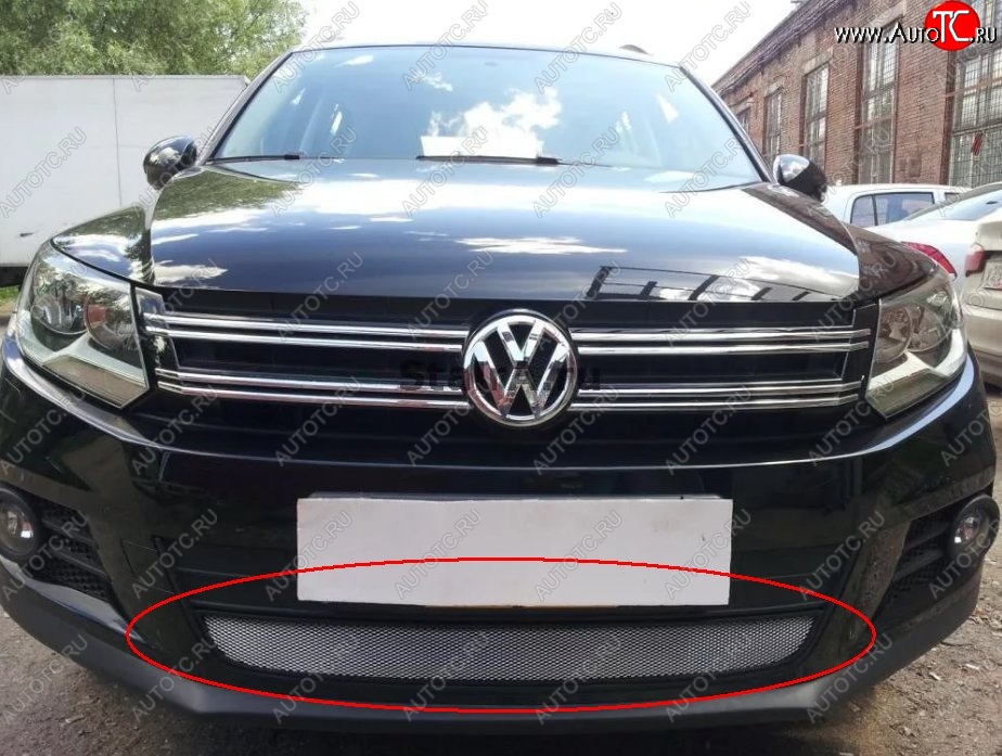 2 799 р. Защитная решётка в воздуховод автомобиля Russtal (хром) Volkswagen Tiguan Mk2 дорестайлинг (2016-2020)  с доставкой в г. Нижний Новгород