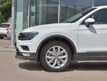 13 649 р. Защита переднего бампера (Ø42 мм, нержавейка, NOT OFF ROAD) SLITKOFF  Volkswagen Tiguan  Mk2 (2016-2020) дорестайлинг  с доставкой в г. Нижний Новгород. Увеличить фотографию 2