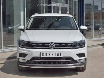 13 649 р. Защита переднего бампера (Ø42 мм, нержавейка, NOT OFF ROAD) SLITKOFF  Volkswagen Tiguan  Mk2 (2016-2020) дорестайлинг  с доставкой в г. Нижний Новгород. Увеличить фотографию 4