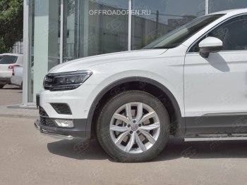 22 549 р. Защита переднего бампера (2 трубы Ø42 мм, нержавейка, NOT OFF ROAD) SLITKOFF Volkswagen Tiguan Mk2 дорестайлинг (2016-2020)  с доставкой в г. Нижний Новгород. Увеличить фотографию 4