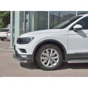 22 499 р. Защита переднего бампера (Ø63 мм волна, нержавейка) SLITKOFF Volkswagen Tiguan Mk2 дорестайлинг (2016-2020)  с доставкой в г. Нижний Новгород. Увеличить фотографию 4