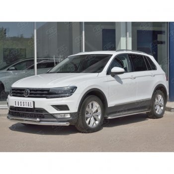 17 899 р. Защита переднего бампера (2 трубы Ø63 и 42 мм, нержавейка) SLITKOFF Volkswagen Tiguan Mk2 дорестайлинг (2016-2020)  с доставкой в г. Нижний Новгород. Увеличить фотографию 3