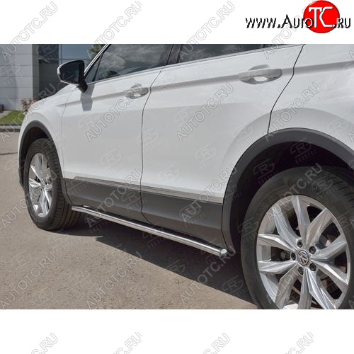 14 999 р. Защита порогов из круглой трубы диаметром 63 мм SLITKOFF v3  Volkswagen Tiguan  Mk2 (2016-2020) дорестайлинг  с доставкой в г. Нижний Новгород