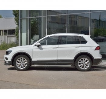 15 299 р.  Защита порогов (Ø63 мм, секции) Russtal Volkswagen Tiguan Mk2 дорестайлинг (2016-2020) (Вариант 2 (пластиковые заглушки))  с доставкой в г. Нижний Новгород. Увеличить фотографию 3