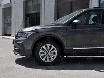 13 799 р. Защита переднего бампера (Ø42 мм нержавейка, NOT R-LINE) SLITKOFF  Volkswagen Tiguan  Mk2 (2020-2022) рестайлинг (полированная нержавейка)  с доставкой в г. Нижний Новгород. Увеличить фотографию 3