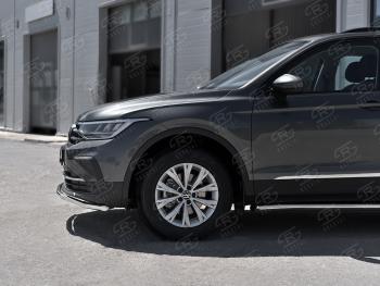 14 349 р. Защита переднего бампера (Ø42 мм волна, нержавейка, NOT R-LINE) SLITKOFF  Volkswagen Tiguan  Mk2 (2020-2022) рестайлинг  с доставкой в г. Нижний Новгород. Увеличить фотографию 2