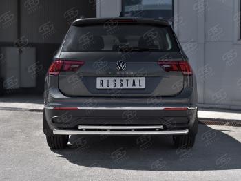 16 399 р. Защита заднего бампера (Ø63 и 42 мм, нержавейка, NOT R-LINE) SLITKOFF  Volkswagen Tiguan  Mk2 (2020-2022) рестайлинг  с доставкой в г. Нижний Новгород. Увеличить фотографию 2