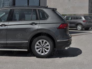 16 399 р. Защита заднего бампера (Ø63 и 42 мм, нержавейка, NOT R-LINE) SLITKOFF  Volkswagen Tiguan  Mk2 (2020-2022) рестайлинг  с доставкой в г. Нижний Новгород. Увеличить фотографию 3