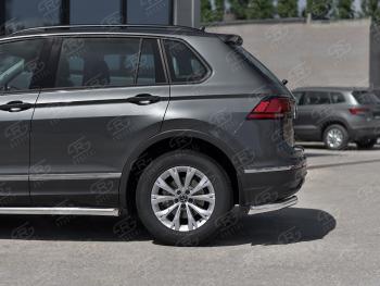 12 899 р. Защита заднего бампера (Ø63 мм уголки, нержавейка, NOT R-LINE) SLITKOFF  Volkswagen Tiguan  Mk2 (2020-2022) рестайлинг (полированная нержавейка)  с доставкой в г. Нижний Новгород. Увеличить фотографию 2