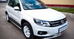 14 849 р. Защита порогов из круглой трубы диаметром 63 мм (Track & Field) Russtal Volkswagen Tiguan NF рестайлинг (2011-2017) (Защита порогов с со скосами на торцах (вариант 1))  с доставкой в г. Нижний Новгород. Увеличить фотографию 12