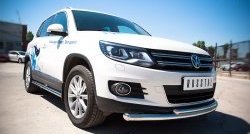 13 399 р. Защита переднего бампера (2 трубыØ63 и 42 мм, нержавейка) SLITKOFF  Volkswagen Tiguan  NF (2011-2017) рестайлинг  с доставкой в г. Нижний Новгород. Увеличить фотографию 3