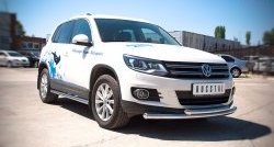 16 249 р. Защита переднего бампера (2 трубыØ63 мм, нержавейка) SLITKOFF Volkswagen Tiguan NF рестайлинг (2011-2017)  с доставкой в г. Нижний Новгород. Увеличить фотографию 3