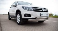 19 999 р. Защита переднего бампера (2 трубыØ75х42 мм, нержавейка) Russtal Volkswagen Tiguan NF рестайлинг (2011-2017)  с доставкой в г. Нижний Новгород. Увеличить фотографию 2