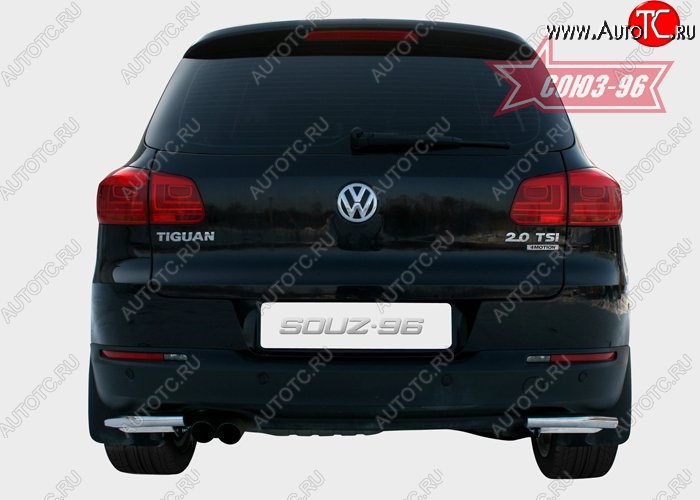 15 614 р. Защита заднего бампера из боковых уголков Souz-96 (d42) Volkswagen Tiguan NF рестайлинг (2011-2017)  с доставкой в г. Нижний Новгород