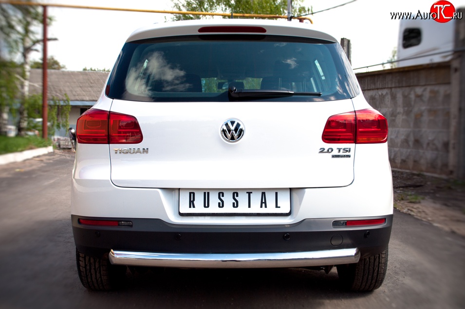 14 399 р. Защита заднего бампера (Ø76 мм, нержавейка,Track & Field) Russtal Volkswagen Tiguan NF рестайлинг (2011-2017)  с доставкой в г. Нижний Новгород