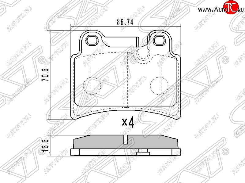 879 р. Колодки тормозные SAT (задние, 86,74*70,6*16,6) Volkswagen Touareg GP дорестайлинг (2002-2007)  с доставкой в г. Нижний Новгород