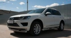 22 999 р. Защита переднего бампера (2 трубыØ63 и 42 мм, нержавейка) SLITKOFF  Volkswagen Touareg  NF (2014-2018) рестайлинг  с доставкой в г. Нижний Новгород. Увеличить фотографию 4