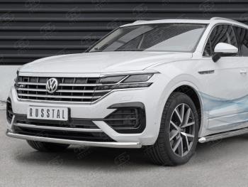 16 699 р. Защита переднего бампера (Ø63 мм, нержавейка, NOT 2.0 TSI) SLITKOFF Volkswagen Touareg CR (2018-2024)  с доставкой в г. Нижний Новгород. Увеличить фотографию 2