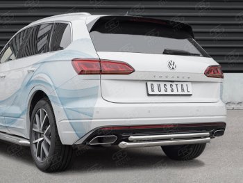 16 999 р. Защита заднего бампера (2 трубы Ø63 и 42 мм, нержавейка) SLITKOFF  Volkswagen Touareg  CR (2018-2025)  с доставкой в г. Нижний Новгород. Увеличить фотографию 2