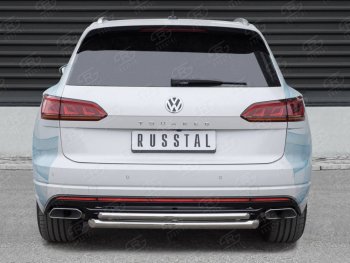 Защита заднего бампера (2 трубы Ø63 и 42 мм, нержавейка) Russtal Volkswagen Touareg CR (2018-2024)