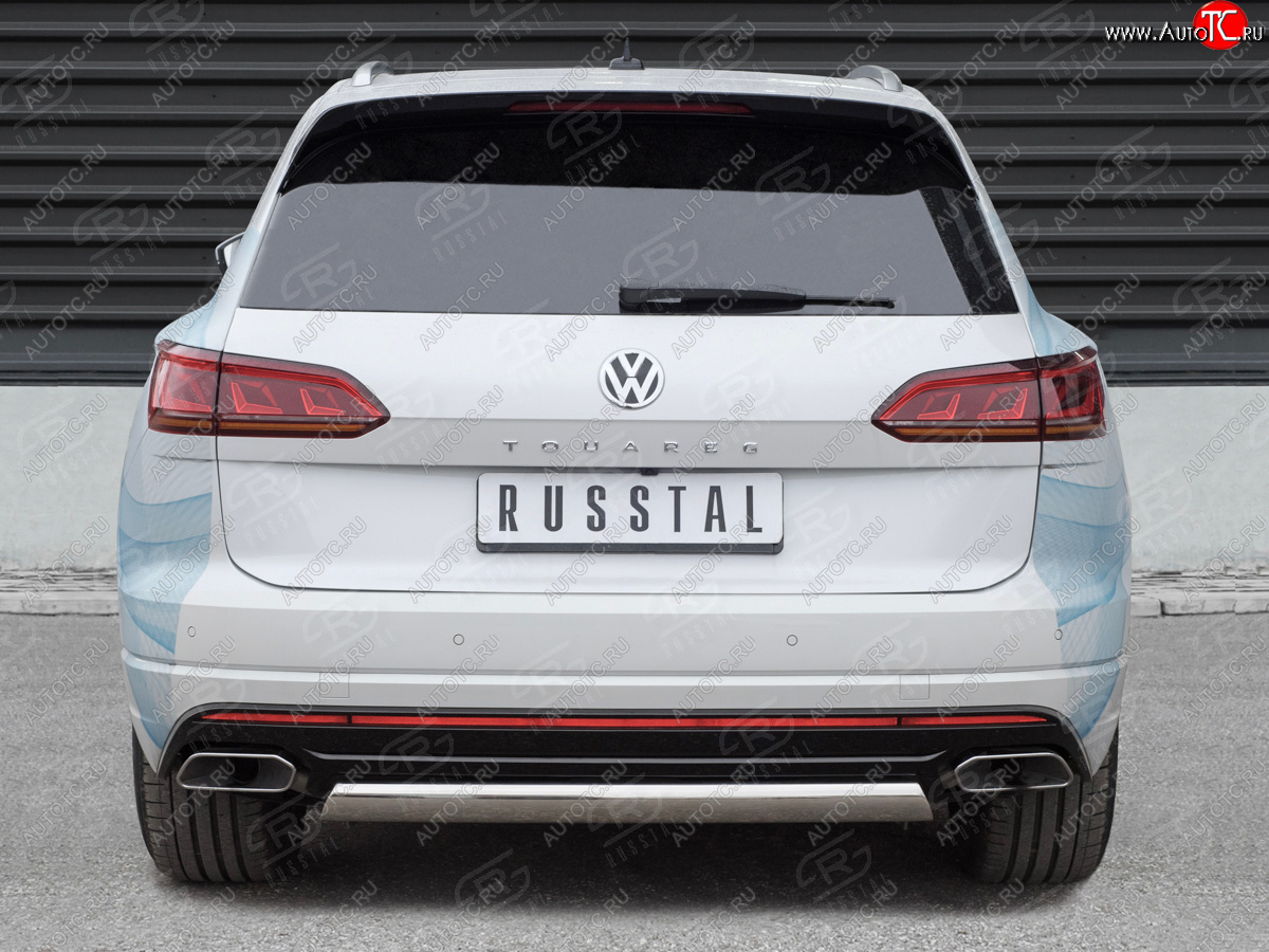 16 699 р. Защита заднего бампера (Ø75х42 мм, нержавейка) Russtal Volkswagen Touareg CR (2018-2024)  с доставкой в г. Нижний Новгород