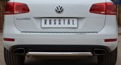 Одинарная защита заднего бампера из трубы диаметром 63 мм SLITKOFF Volkswagen Touareg NF дорестайлинг (2010-2014)