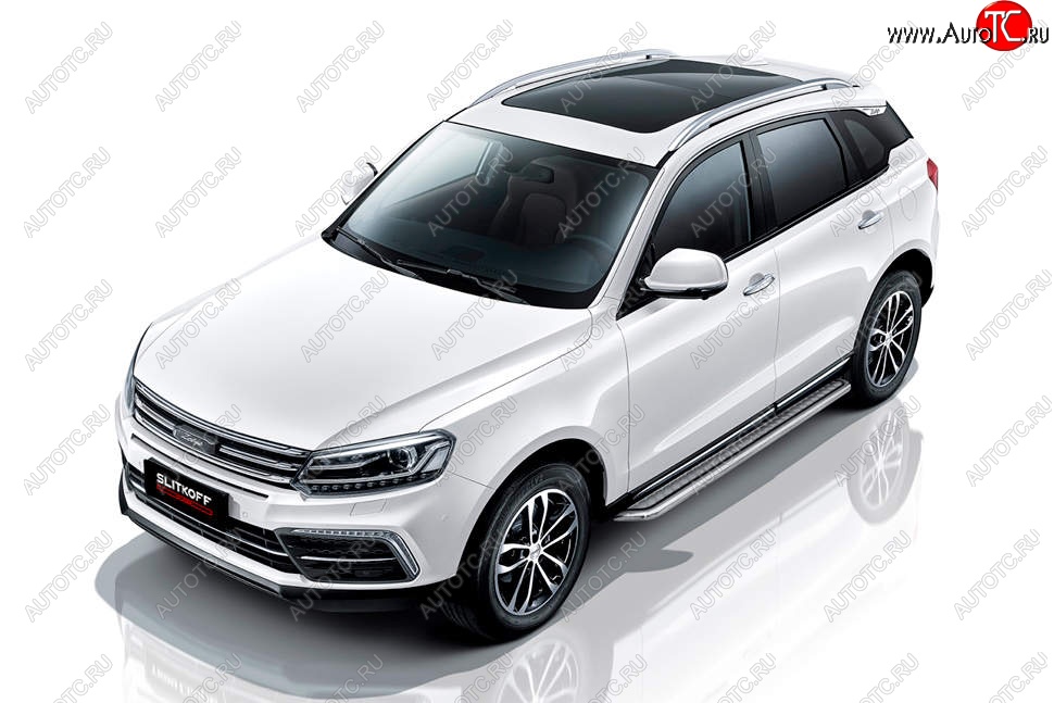 17 899 р. Защита порогов Slitkoff (с листом, d57 мм)  Zotye Coupa  B11F (2019-2021) (Нержавейка)  с доставкой в г. Нижний Новгород