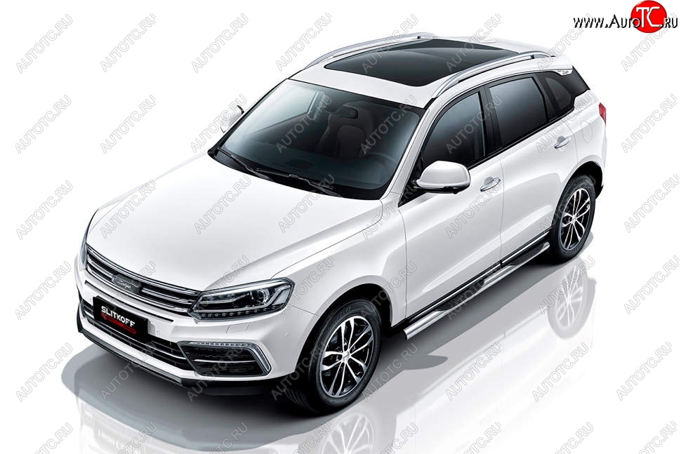 17 899 р. Защита порогов Slitkoff (d76 мм, с проступями)  Zotye Coupa  B11F (2019-2021) (Нержавейка, Полированная)  с доставкой в г. Нижний Новгород