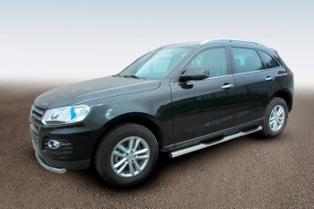 Защита порогов Slitkoff (Ø76 мм, с проступями) Zotye (Зоти) T600 (Т600) (2014-2021)